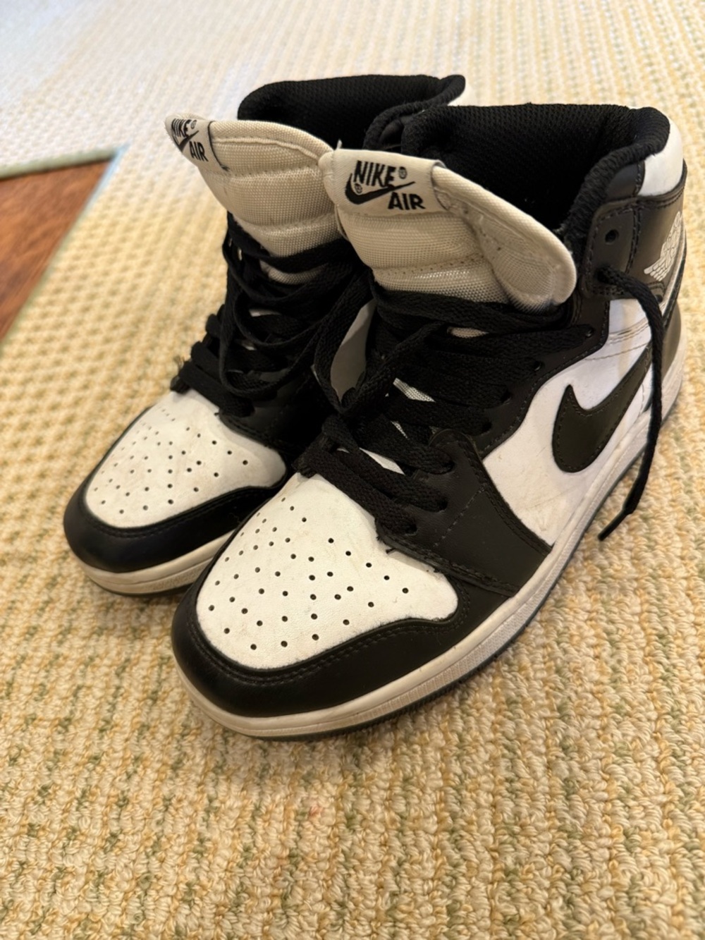 Nike Black and White High Top Basketball shoes girls boys Sneakers 5
